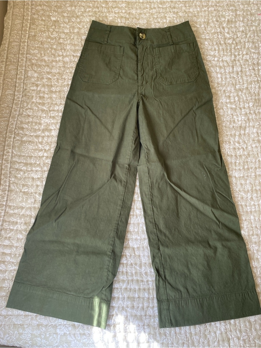 Madewell Maeve Women’s Wide-Leg Stretch Pants in Olive Green